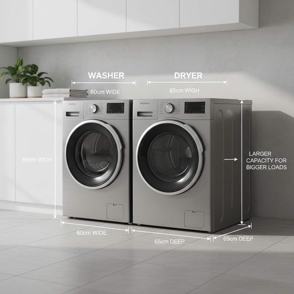 czy suszarka może być większa od pralki