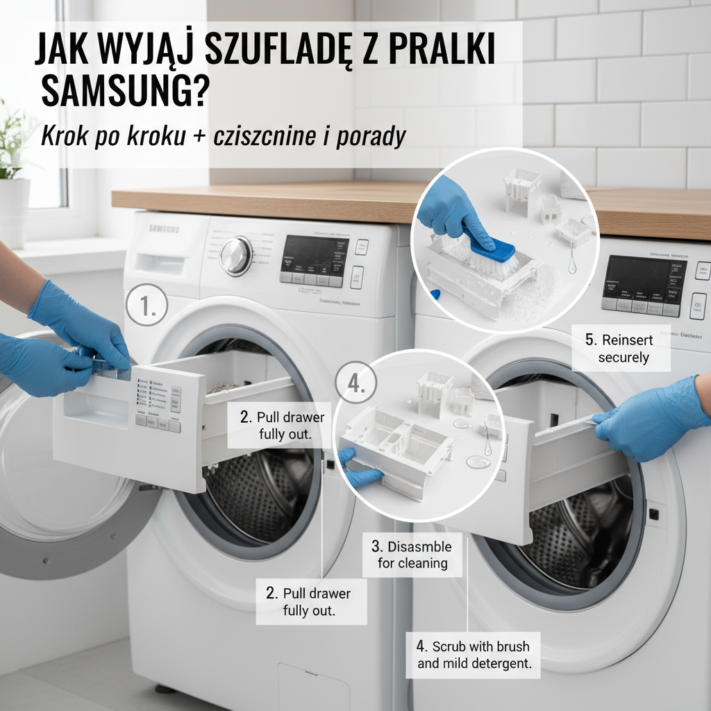 jak wyjąć szufladę z pralki samsung