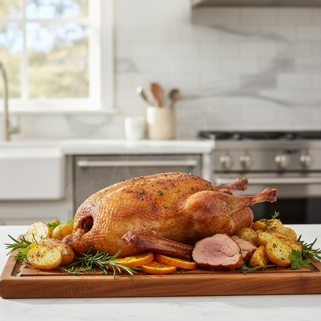 jabłka wewnątrz pieczonej kaczki krzyżówka